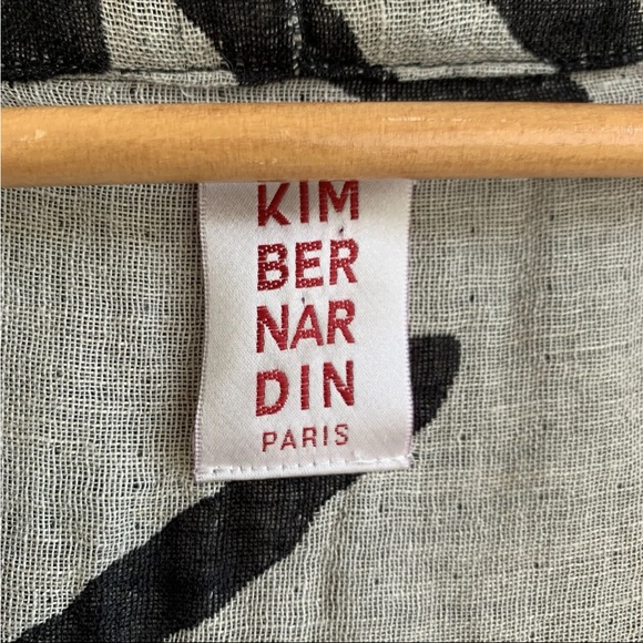 Kim Bernardin PARIS Lagenlook Linen 3/4 Sleeve Tie Front Top Kimono One Size - Picture 4 of 8